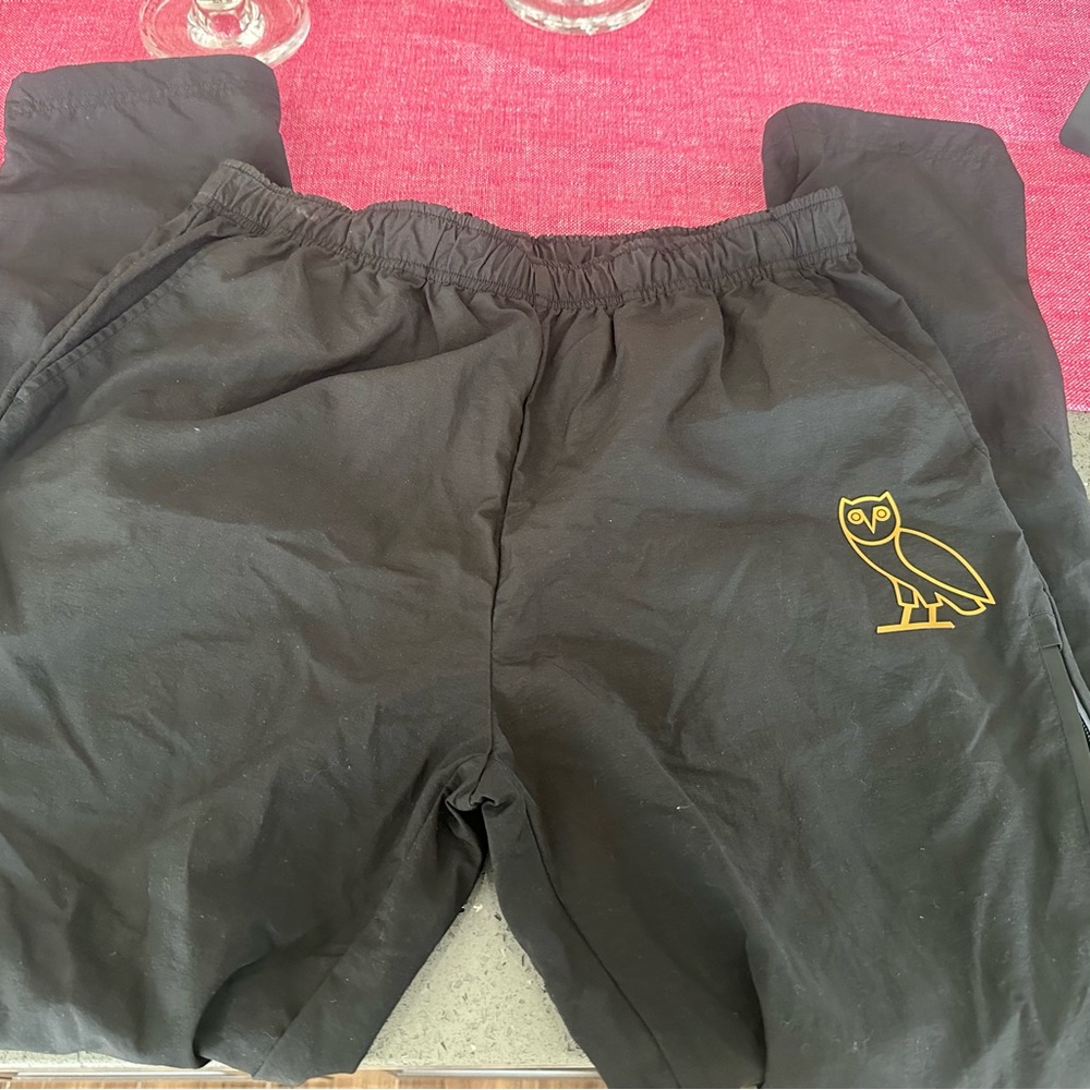 OVO Black and Gold Cargo Pants with Owl Logo